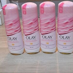 4 Brand New Olay Indulgent Moisture Pink Body Wash Set; Rose And Cherry Creme